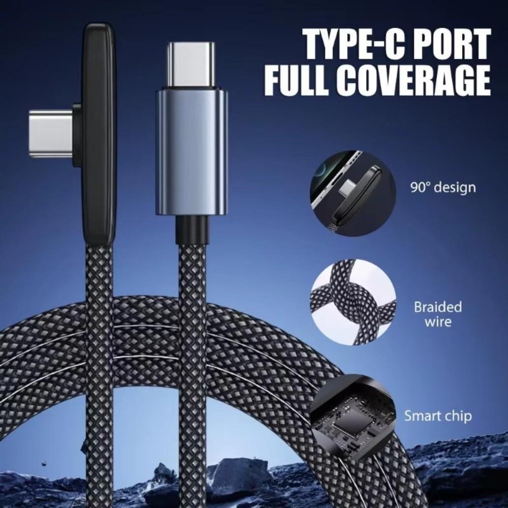 90 Degree Type C Cable Type-C To Type-C Data Transfer Cables Portable 100W Super Charging Cable