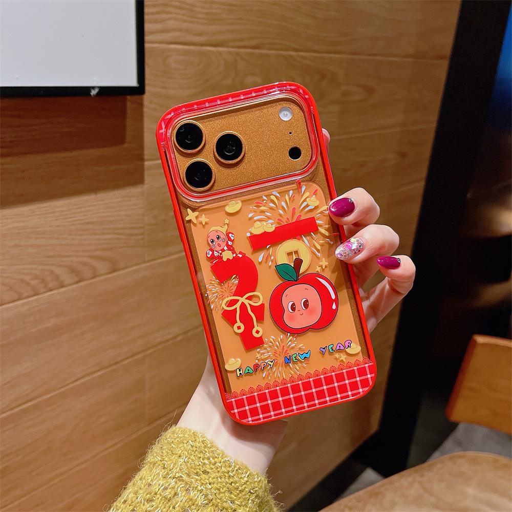Cartoon Red Star iPhone 14/13 Pro Max Case, New Year Edition, Anti-Fall Protection