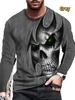 Vintage-Schädel-T-Shirts, 3D-gedrucktes Herren-Langarm-T-Shirt, Straßentrend, Hip-Hop, Rundhalsausschnitt, übergroße Punk-T-Shirts, Pullover-Oberteile