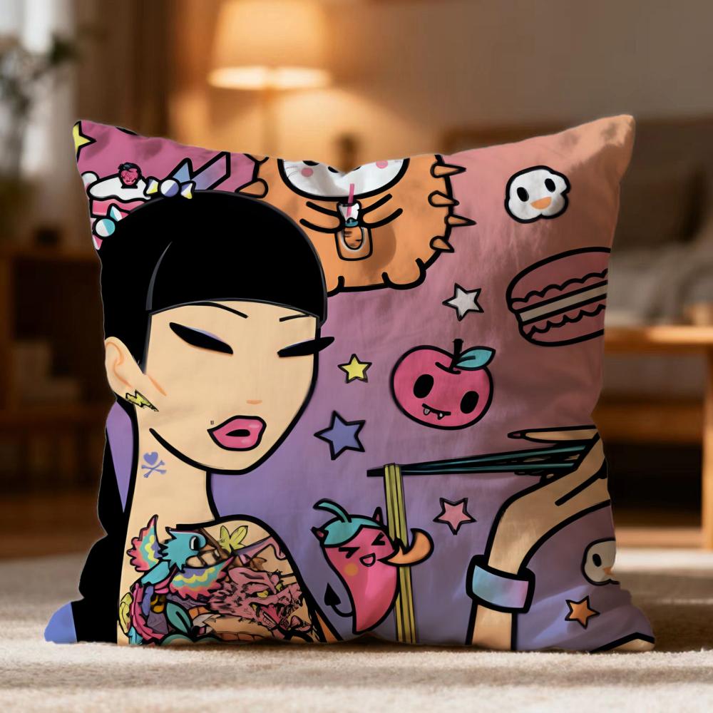 Popular T-TTokidoki Cushion Cover Soft Washable Pillow Case Multi-Scene for Couch Bed Travel Office Use