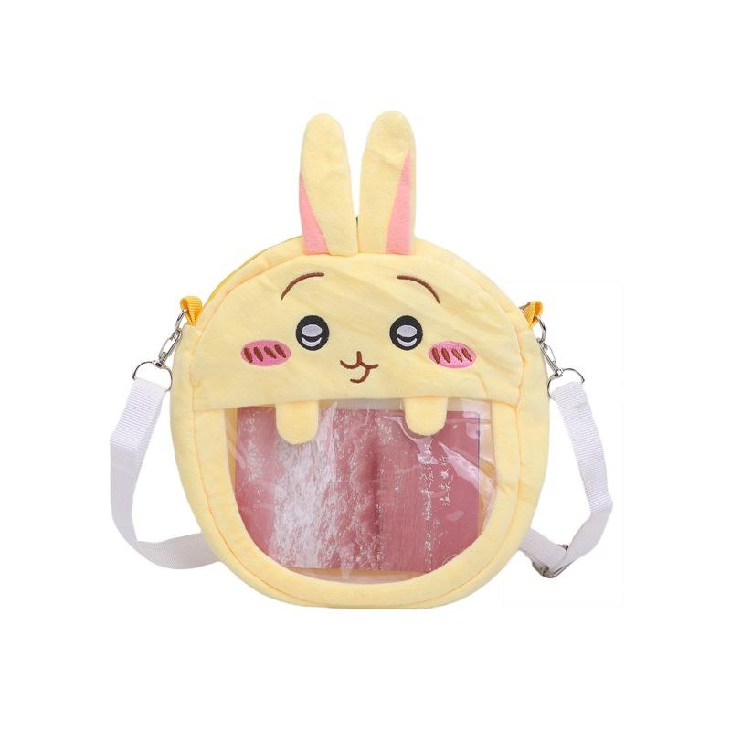 Nieuwe schattige pluche cartoon poppentas dames tweedimensionale borduurwerk pluche pijnzak lichtgewicht schouder messenger tas