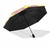 1pc Floral Pattern Automatic Folding Umbrella, 8-Rib Sturdy Canopy, Portable Travel Umbrella for Outdoor Use