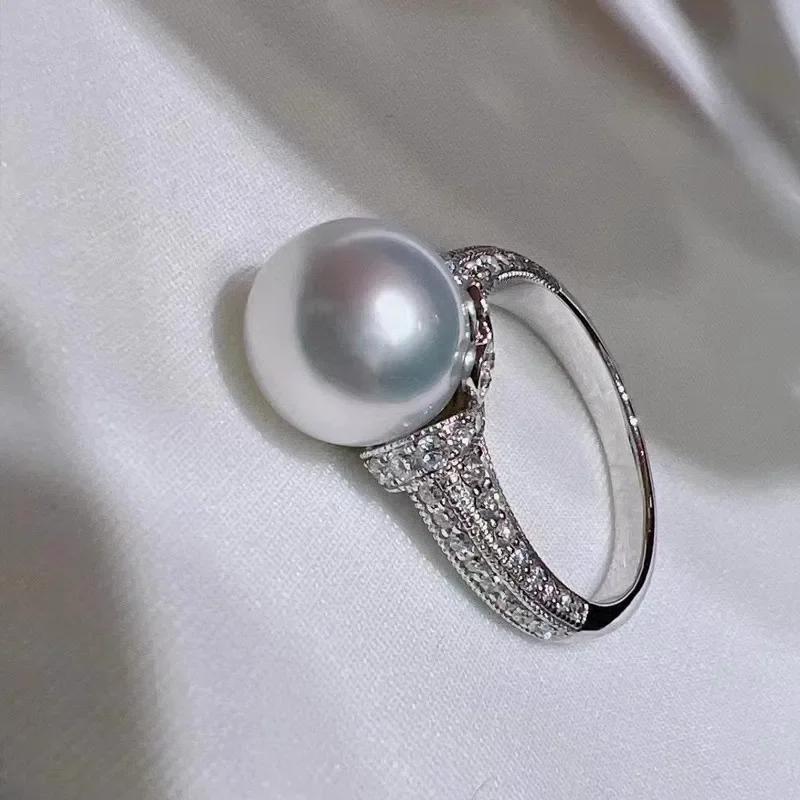 Luxus Prinzessin Sterlingsilber Perlenringe Damen Verlobung Hochzeitsparty Damen Mikro-Inlay Fingerring Ewigkeit