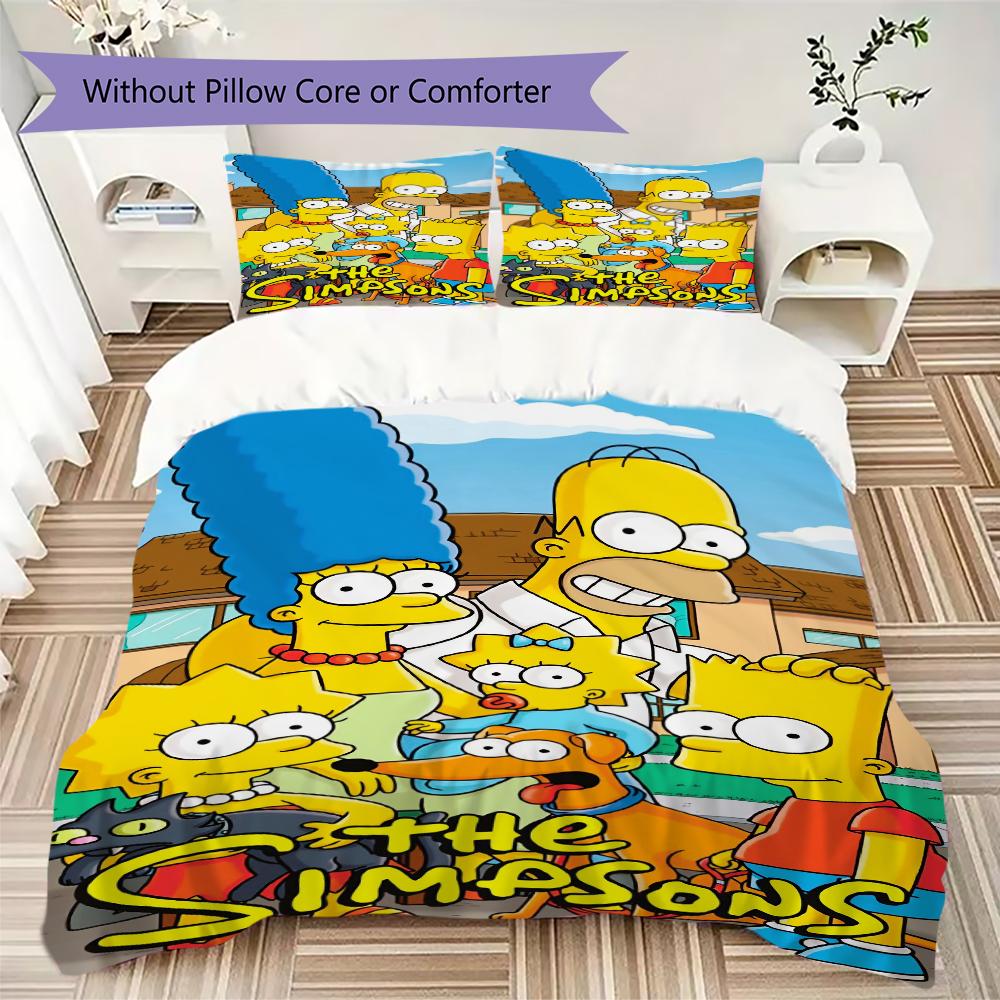 Simpsons Family Pattern Bedding Uilt Set Uilt Cover Pillowcase Home Decoration Birthday Gift (1 * Duvet Cover + 2 * Pillowcase Without Core)85
