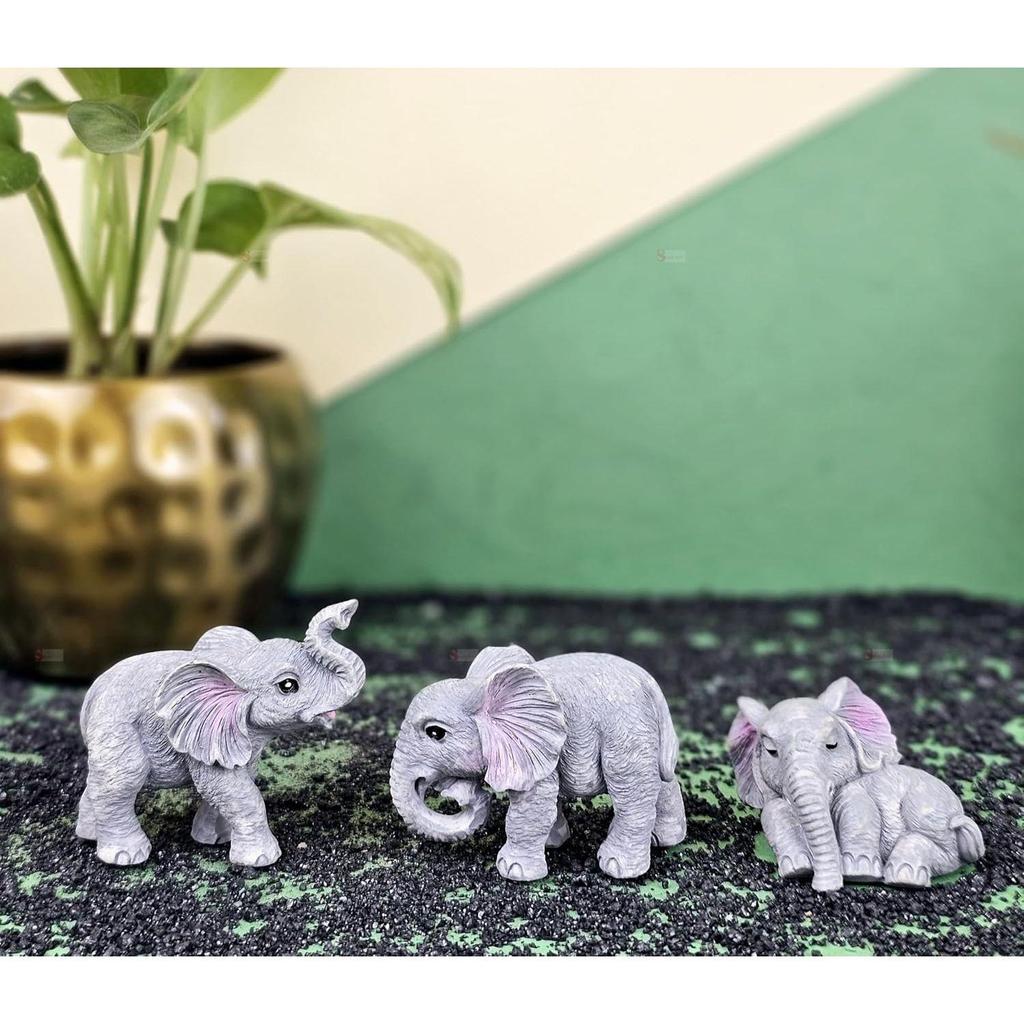 1 Satz (3 Stück) Elefanten Miniaturfiguren | Dekoratives Ausstellungsstück | Geschenk für Ihn/Sie, Muttertag, Zuhause, Schlafzimmer