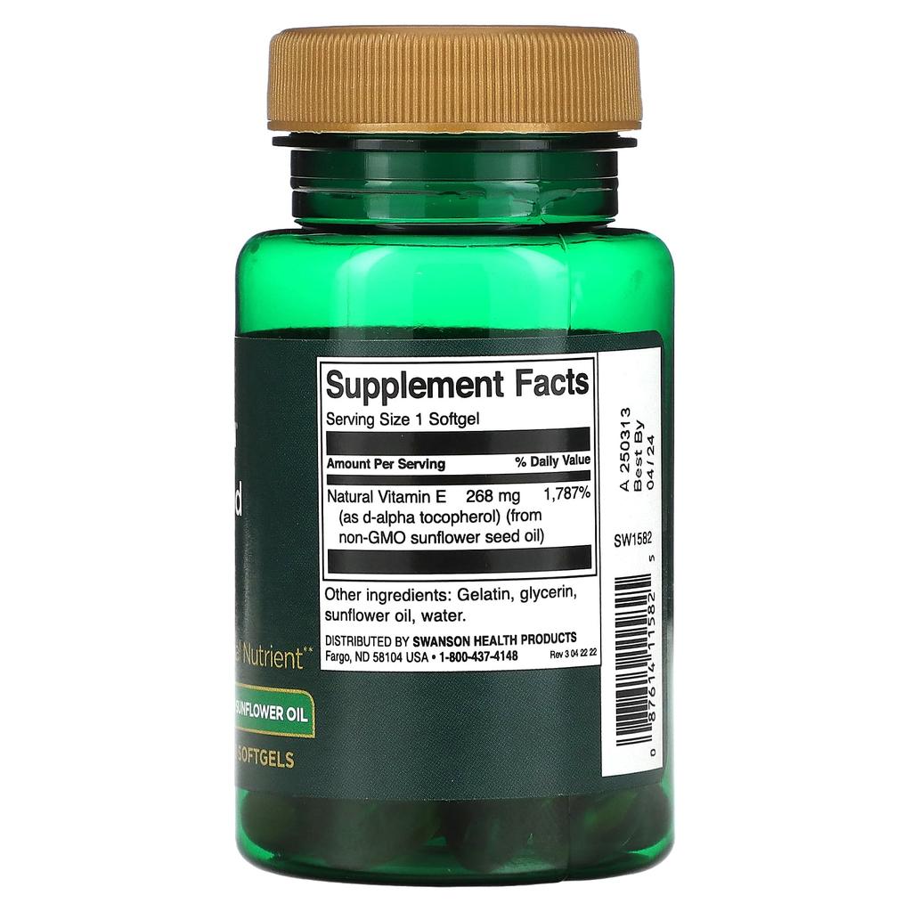 Swanson, Real Food E, 400IU, 60 softgels