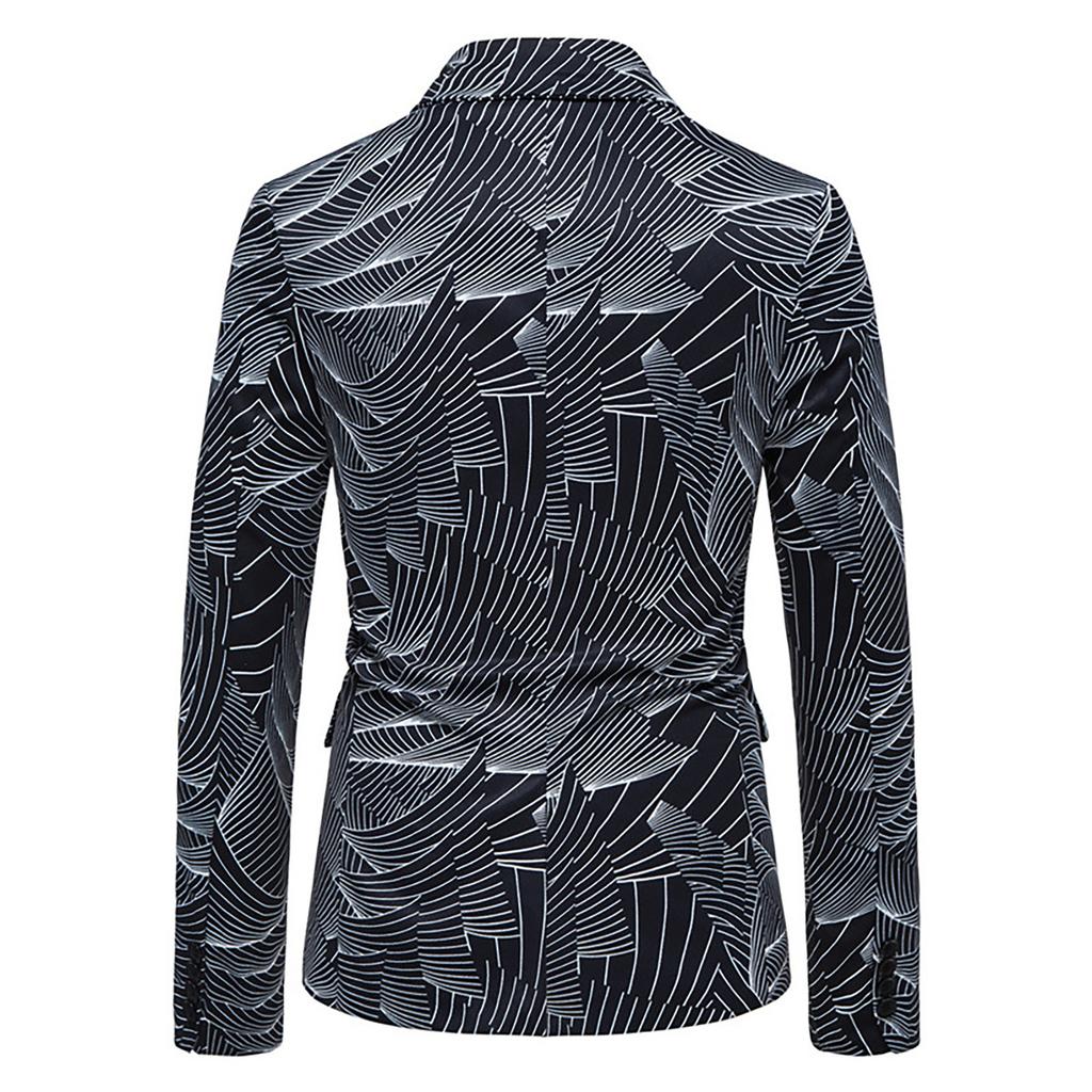 Men Printing Suit Jacket Dinner Party Prom Wedding Stylish Tuxedo