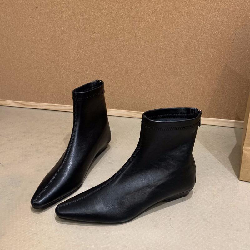 Retro Wedge Boots In Spring and Autumn New Style Pointed-toe Shoes, Short Boots for Women