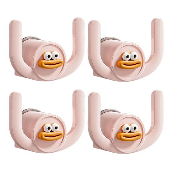 4 Stuks Zelfklevende Handdoekhaken Cartoon Vorm Pantoffelrek Hanger Ponsvrij Kleine Voorwerp Ophanghaak