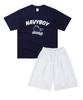 PAPERBOY [Set] Navy Boy Short Sleeve Half Pants Set-White