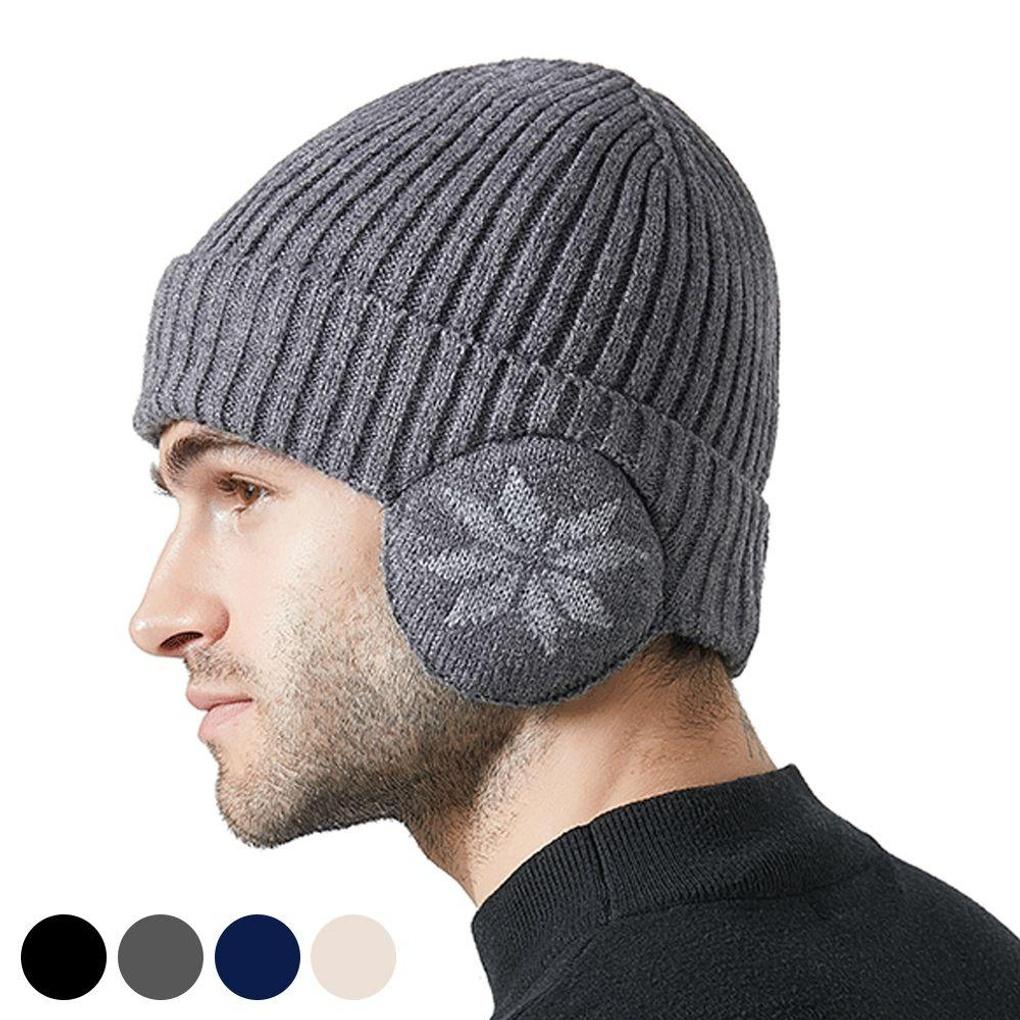 Módna čiapka beanie s integrovanými teplými vnútornými fleecovými náušníkmi