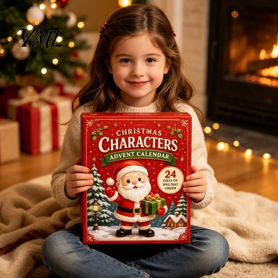 Acrylic Collectible Toys 2026 Christmas Characters Advent Calendar, 24-Day Countdown Food Theme Ornament Set, Cute Desktop Figures 2D Hanging