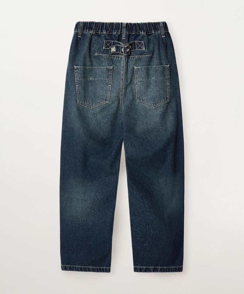 Seteo One-Pleat Elastic Denim Pants Blue