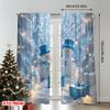 2D Flachdruck 2 Stück Weihnachtsvorhang Weihnachtsschneemann 6 Vielseitiger Polyesterstoff Ohne Strom Festlicher Feiertag