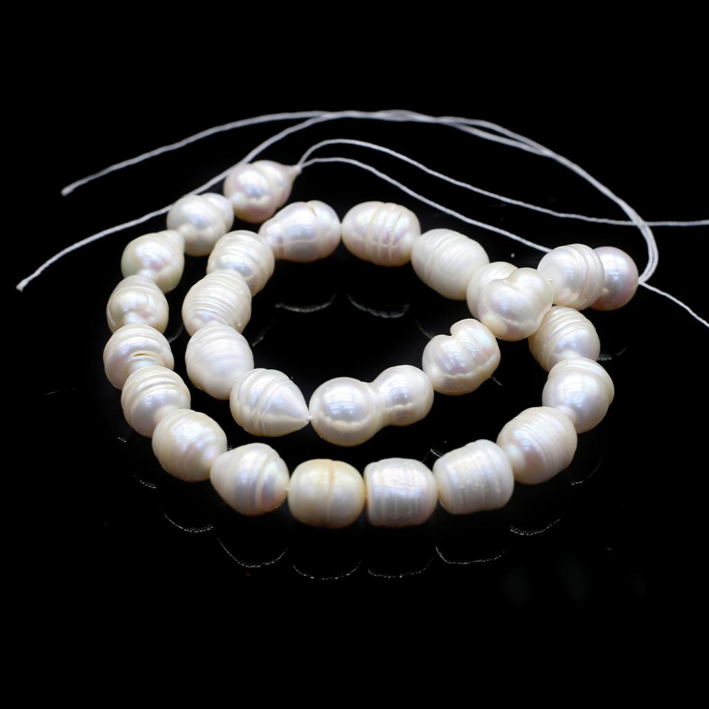 1String, White Natural Freshwater Pearls, Handmade Rice Pearl Beads for Jewelry Making DIY Necklaces, Bracelets Crafts (Beads 10-11mm, Length 36cm)