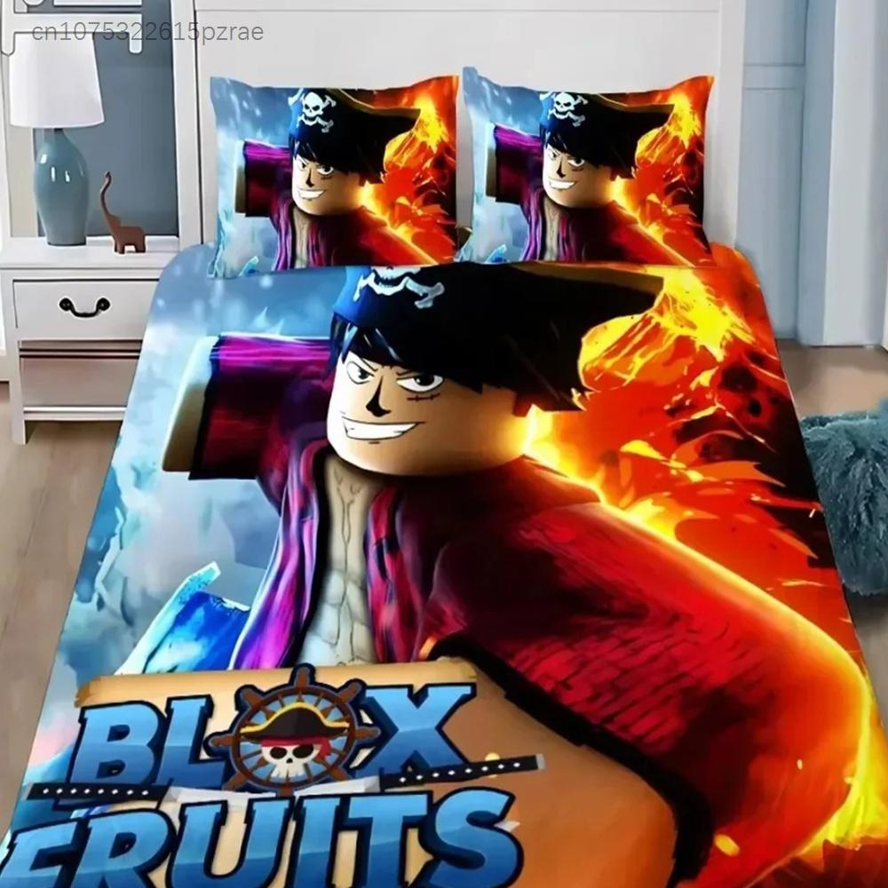 B-Blox F-Fruits Gioco Set Biancheria da Letto 3D Cartone Animato Copripiumino Set Morbido Delicato sulla Pelle Singolo Matrimoniale King Size Per Bambini Regalo di Compleanno