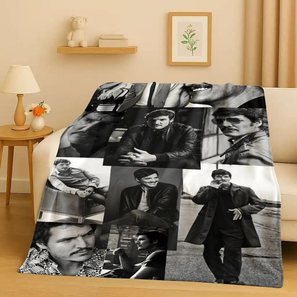 HD Pedro Pascal Handsome Actor Flannel Blanket,Ultra Soft Warm Plush Throw for Home Bedroom Bed Sofa Cover Kids Picnic Gift
