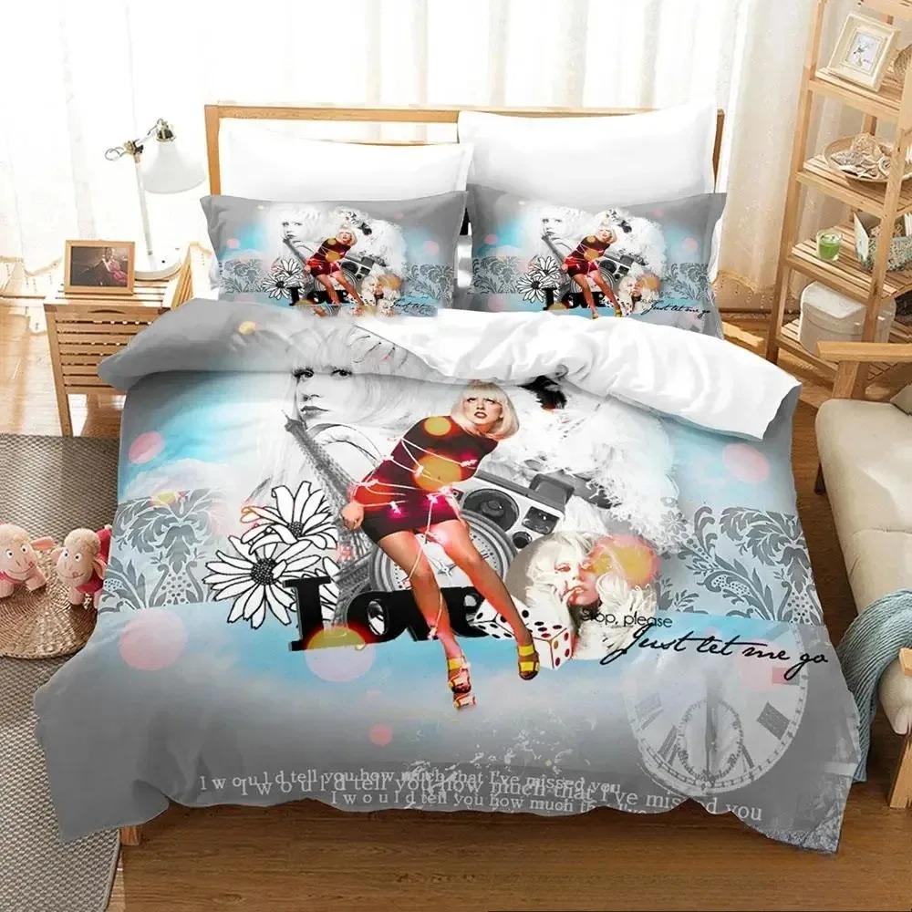 Ensemble de literie Lady Gaga Impression 3D Garçons Filles Taille Twin Queen King Housse de couette Taie d'oreiller Lit Garçons Adulte Textile de maison