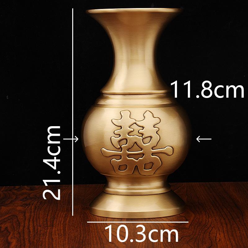 Brass Vase Living Room Home Decoration Creative Metal Craft Wedding Bottle Pure Copper Ornament