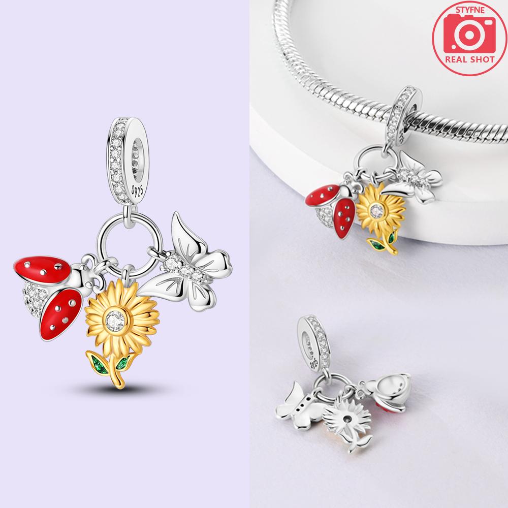 Sunflower Charms Flowercopper Heart Golden Pendants Fitoriginal Bracelet Necklace Women Diy Party Jewelry Fine Gift