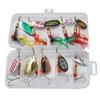 10pcs Boxed Rotating Spoon Kit Lure Fishing Lures Spinner Wobblers Hooks Metal Sequin Trout Crankbaits Fishing Accessories New