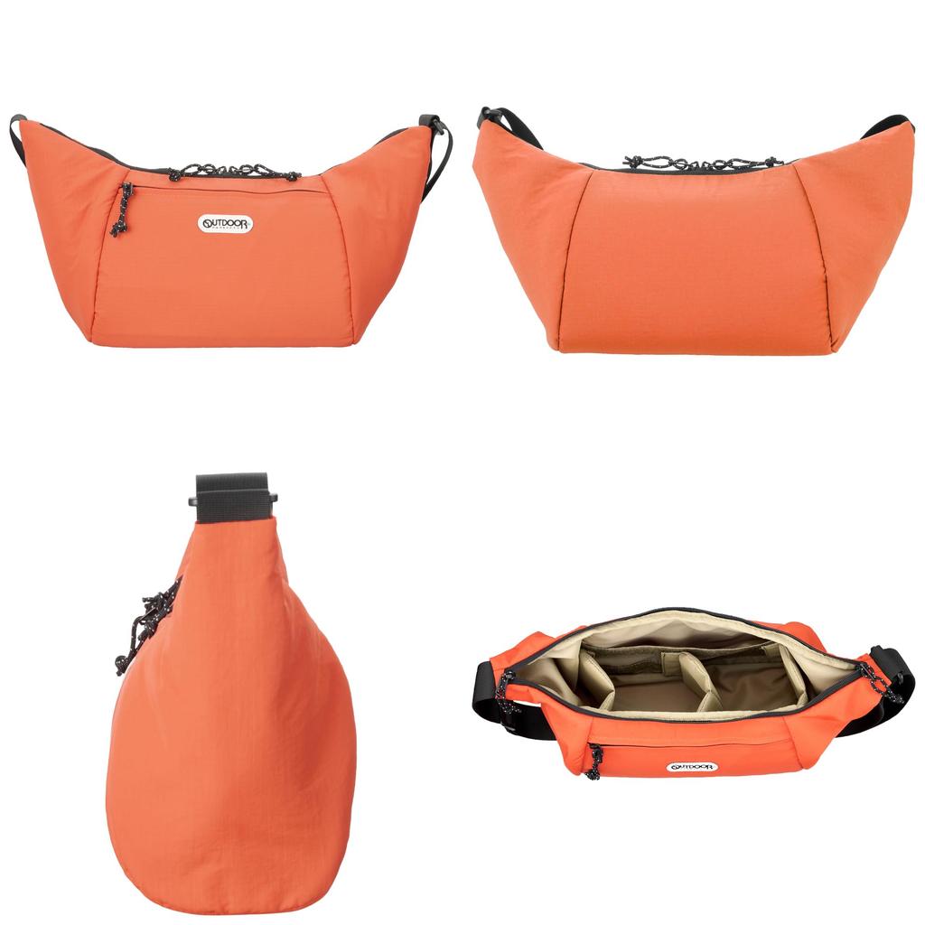 Outdoor Products Camera Bag AZ Orange Shoulder Bag 06 Lightweight Round Water-Resistant Fabric YKK Zipper