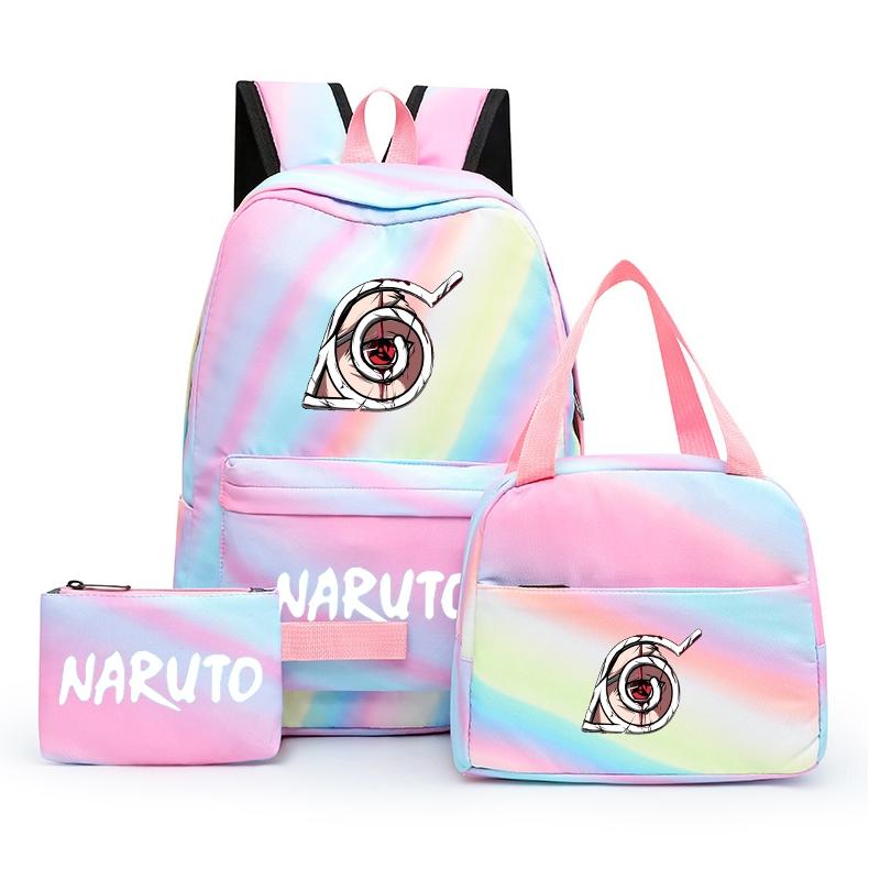 3 Stuks/set Anime Naruto Rugzak Terug Naar Schooltas met Lunchtas voor Tiener Meisje Jongen Student Boekentas Mannen Vrouwen Vrije Tijd Reistas