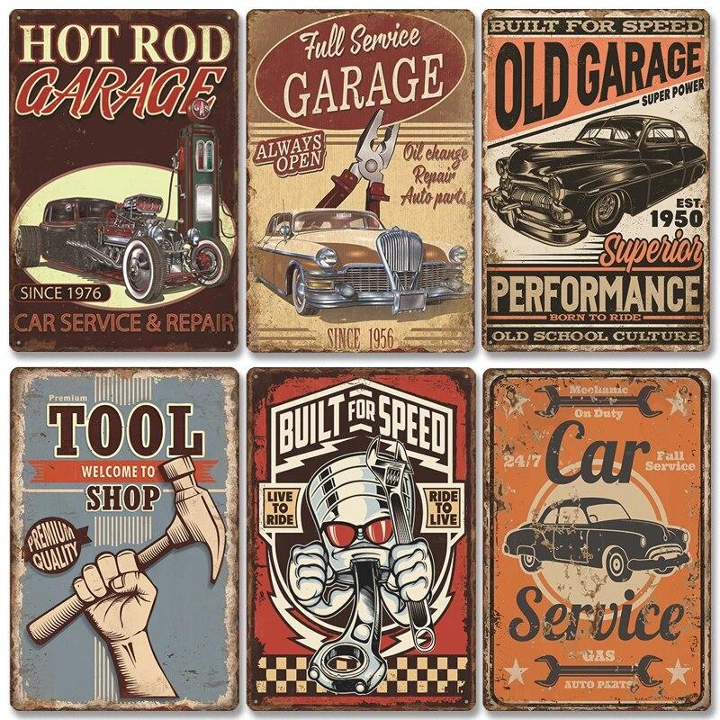Klassiek Garage Poster Vintage Metalen Bord Auto Service Metalen Blik Borden Retro Plaquette Garage Gereedschapswinkel Muurkunst Decor