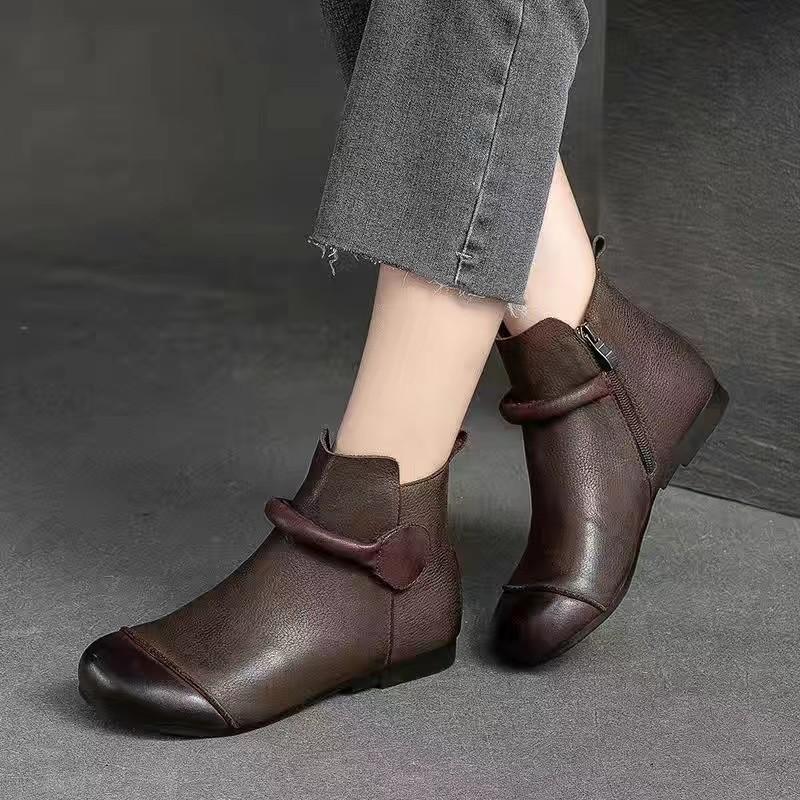 Arrivée Nouveauté Automne 2025: Bottes de cheville à semelles épaisses et souples confortables à semelles en caoutchouc pour femmes Chaussures simples pour femmes Chaussures décontractées pour femmes d'âge moyen et âgées
