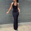 Summer Solid Color New Slim Fit Backless Sexy Hot Girl Halter Dress
