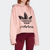 adidas Originals Trefoil Grote Logo Print Achterste Split Korte Casual Hoodie Dames hoodies Levendig-Roze ED2186