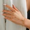 Ethnic Style Rhinestone Finger Bracelet with Imitation Pearl and Metal Bangle