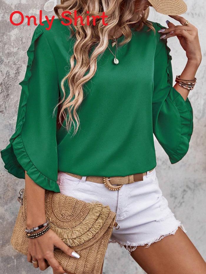 Urban Style Women Blouse With Lace Details For Spring Summer Casual Wear