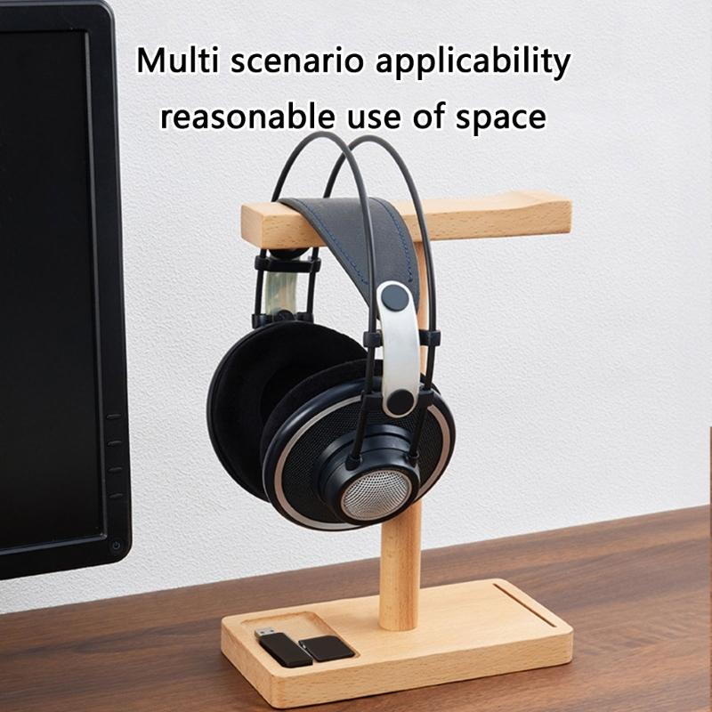Walnoten Koptelefoonstandaard Universele Desktop Houder voor Gaming Headsets Massief Hout Vakmanschap met Opbergbasis