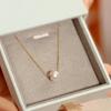 S911 Sterling Silver Single Passepartout Necklace Female Versatile Premium Commuter Strong Light Natural Freshwater Pearl Pendant Summer