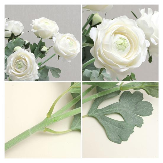 Simulated Lulian Flower Faux Silk Ranunculus Bouquet with 1 Bloom And 1 Bud for Wedding Home Photography Decoration Floral