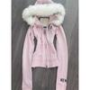 Vintage American Retro Solid Hooded Hoodie Women Winter Faux Fur Lined Zip Up Sweatshirt Cozy Fleece Pullover Streetwear Jacket