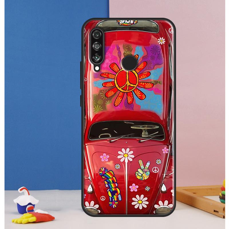 Hippie Peace Bus und Sonnenblumen Hülle Für Huawei Nova Y73 Y72 Y70 Y90 Y60 Y61 Y91 12s 12i 11i 8i 9 10 SE P30 P40 Lite P60 Pro