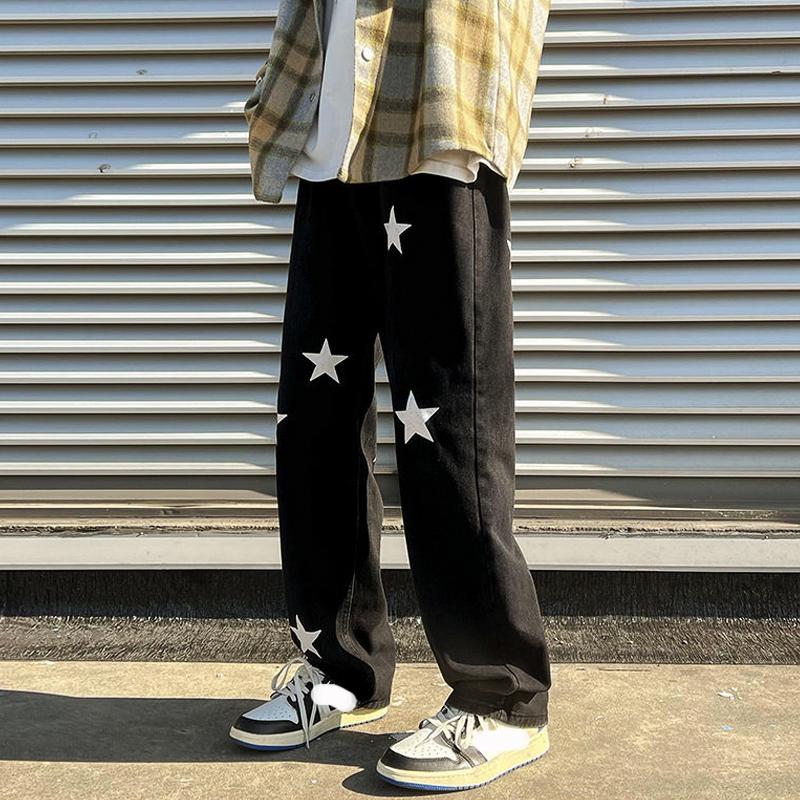 Men's Y2K Fashion Trend Clothing Printed Baggy Straight Vintage Trousers Jeans For Men Casual Denim Pants Streetwear Man Sweatpants