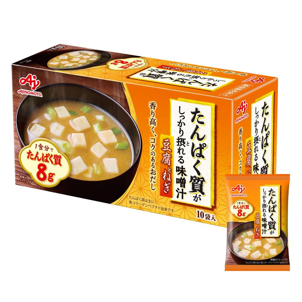 Ajinomoto Miso Soup Tofu Green Onion 15.9g 10 Packs (Protein High Protein)