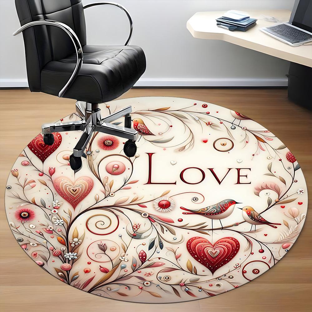 1pc Love Birds Office Round Area Rug, Mat Suitable ForOffice, Under Office Chairs Bedroom Living Room Home Decor, Room Deco