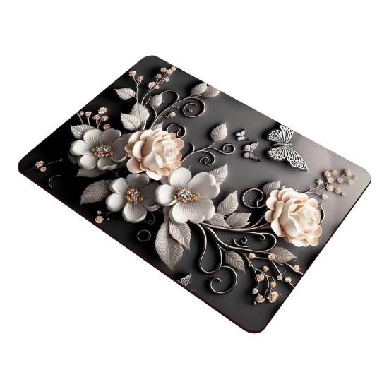 Yousheng Napperon Floral 3D Terre de Diatomée Absorbant Napperon Fleur Antidérapant Décoratif Isolation Thermique Tapis pour Table à Manger Décoration Intérieure