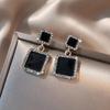 Atmospheric Black Stud Earrings Temperament Long Flash Diamond Earrings Personalized Versatile Earrings Women'S Tide Jewelry