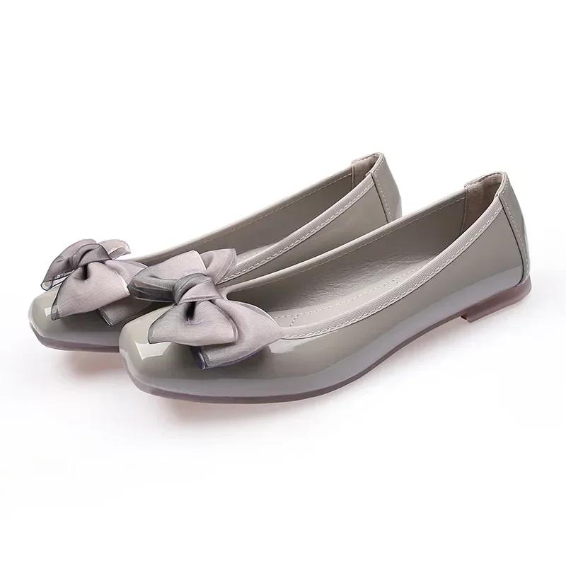 2025 Spring Shoes Women Flats Soft Butterfly Knot Office Lady Shoes Black Pink Red Plus Size 42 D252