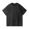 Herr T-shirt American Retro Streetwear - Oversized Vintage Tvättad Bomull Tee Tungvikt Kortärmad Sommar Casual Stil
