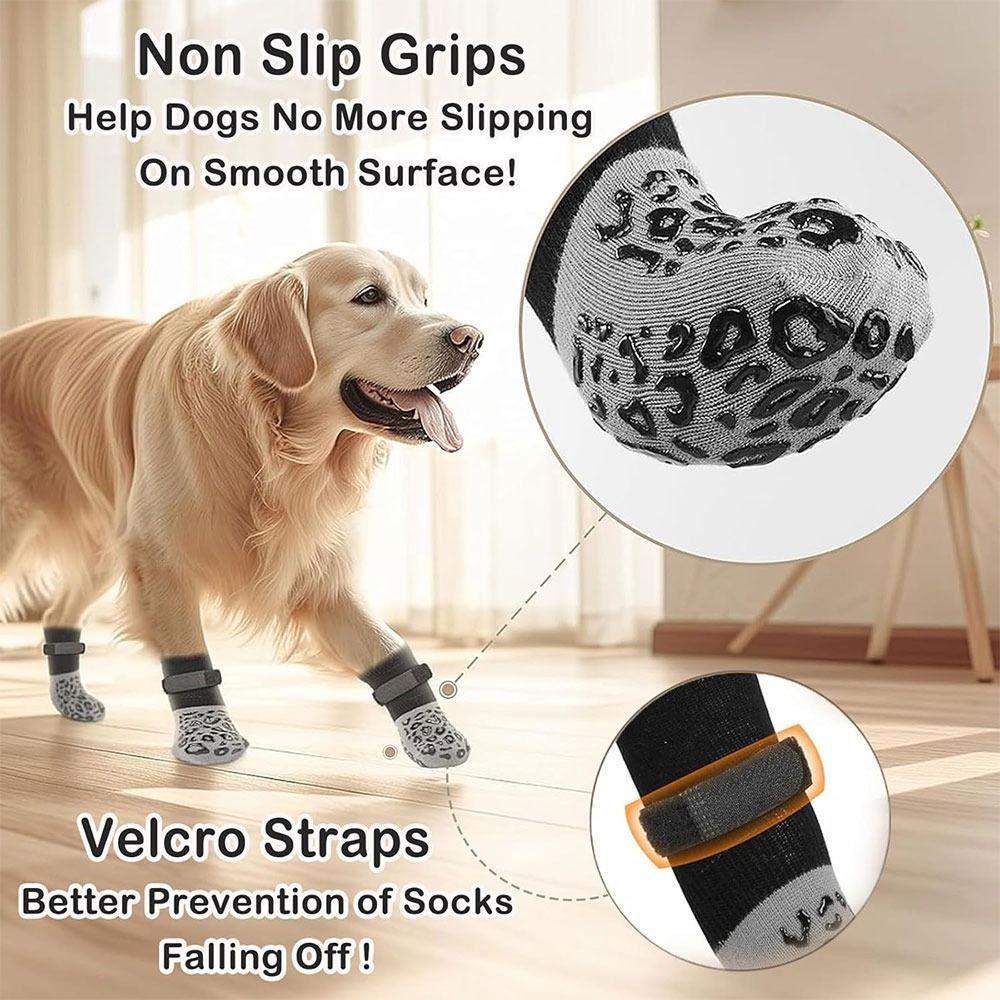 4 Paires de Chaussettes Tricotées Antidérapantes Protection Patte Anti-Rayures Chaussettes pour Chien Confortables de Haute Qualité Sols en Bois