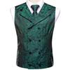 Mens Paisley Waistcoat Casual Wedding Vest Silk Tie Set Casual Formal Tops Suit
