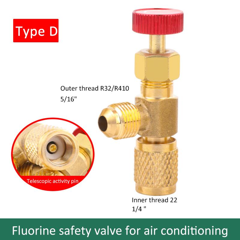 1 Piece R410A R22 Air Conditioning Refrigerant 1/4" Safety Adapter Liquid Safety Valve Air Conditioning Repair And Fluoride