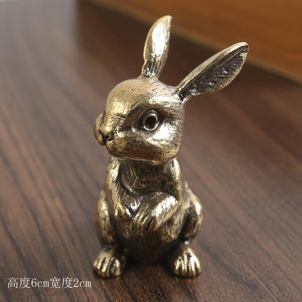 Brass Zodiac Rabbit Small Ornament Ornament Desktop Creative Retro Tea Pet Pure Copper Small Copper Crafts