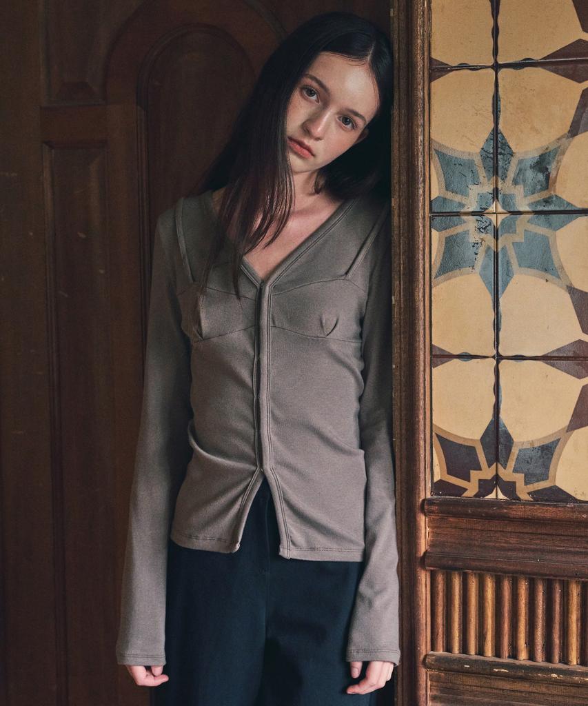 Aueonoseuteljia Undertone Bustier Cardigan_Brown(O25-Tp21)